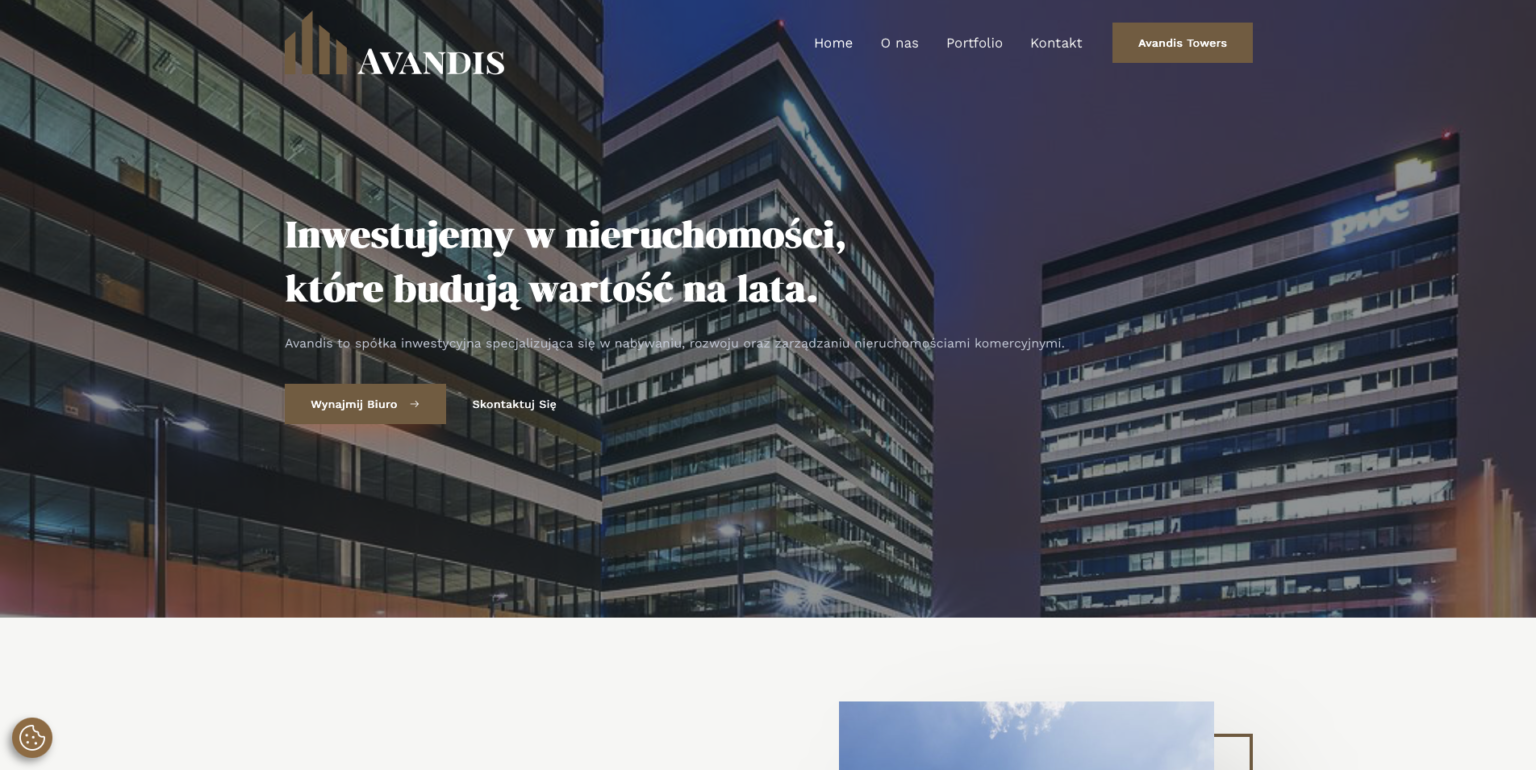 Widok strony internetowej Avandis