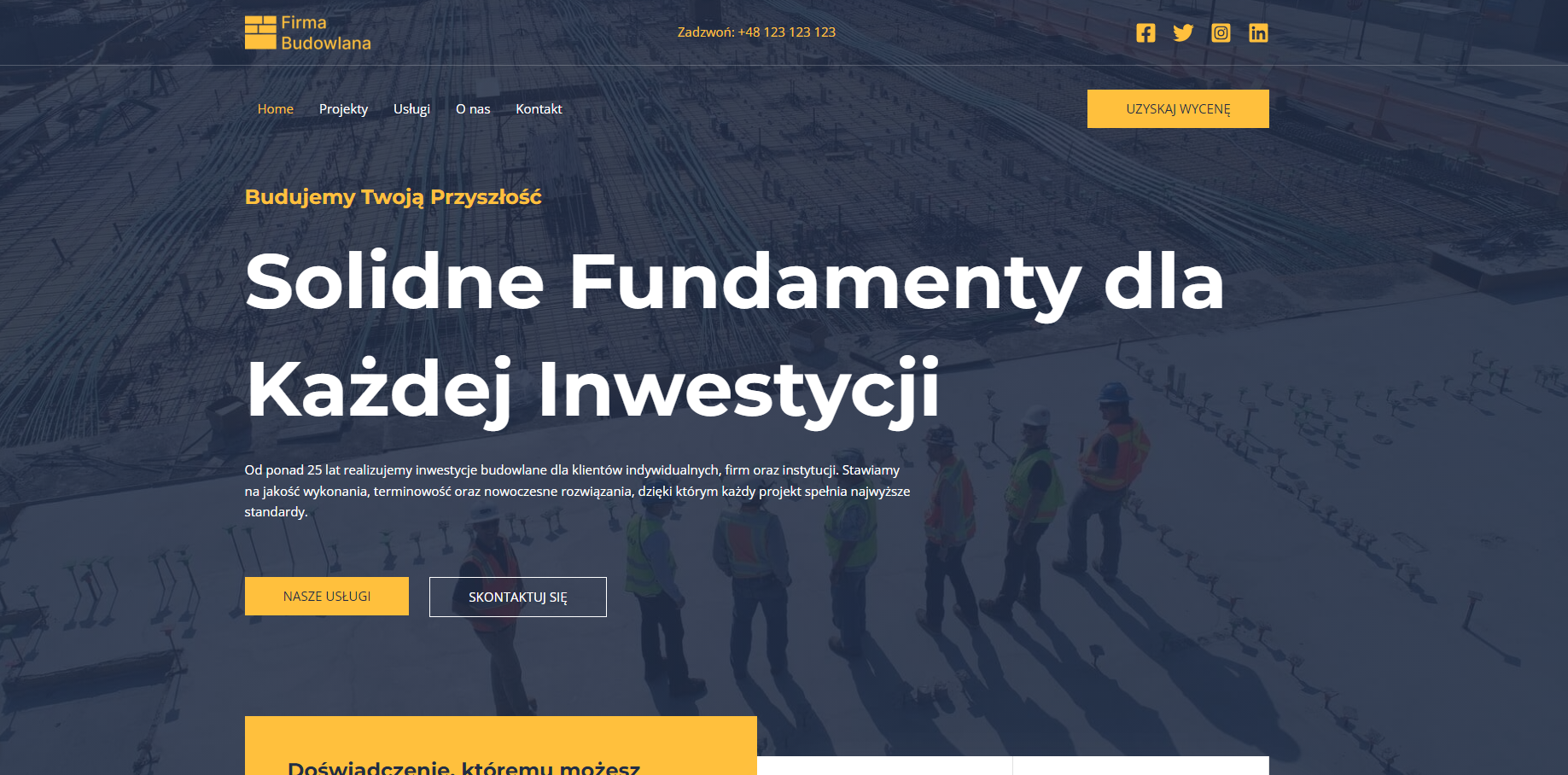 Koncepcja strony internetowej firmy budowlanej